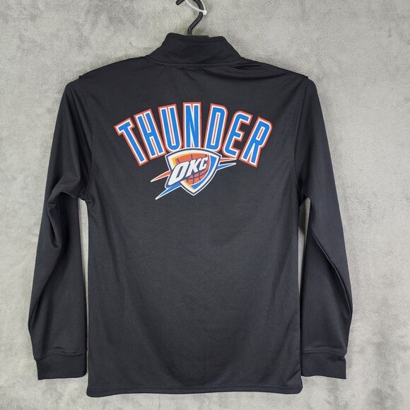 Mens Black Pullover Sweatshirt Oklahoma City Thunder NBA 1/4 Zip Long Sleeve M - Picture 7 of 10